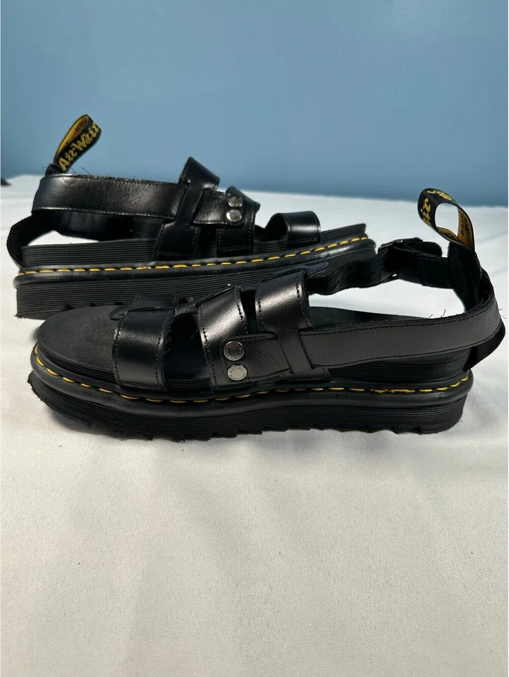 Dr Martens Terry Black Leather Gladiator Platform Sandals Men's 12 Women's 13